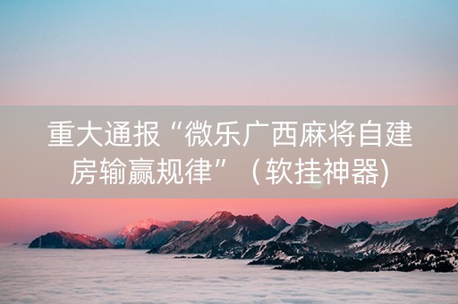 重大通报“微乐广西麻将自建房输赢规律”（软挂神器)