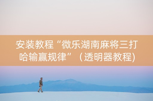安装教程“微乐湖南麻将三打哈输赢规律”（透明器教程)