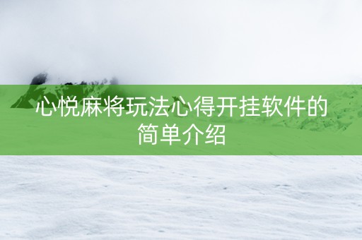 心悦麻将玩法心得开挂软件的简单介绍