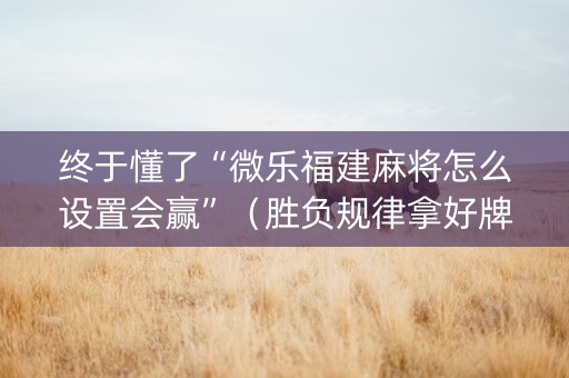 终于懂了“微乐福建麻将怎么设置会赢”（胜负规律拿好牌)