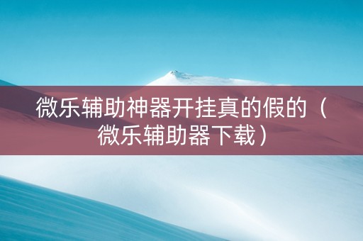 微乐辅助神器开挂真的假的（微乐辅助器下载）