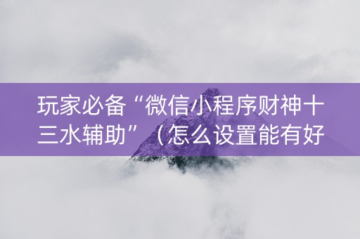玩家必备“微信小程序财神十三水辅助”（怎么设置能有好牌)