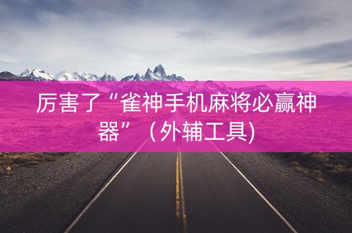 厉害了“雀神手机麻将必赢神器”（外辅工具)