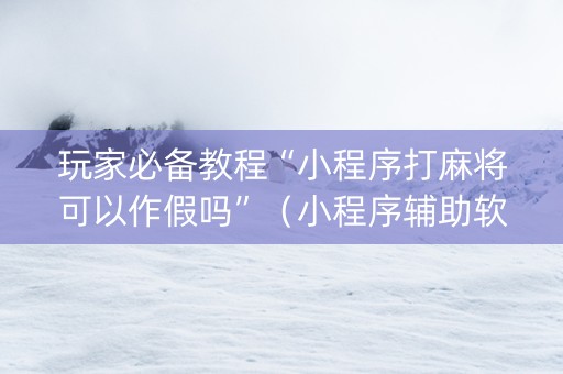 玩家必备教程“小程序打麻将可以作假吗”（小程序辅助软件)