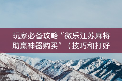 玩家必备攻略“微乐江苏麻将助赢神器购买”（技巧和打好牌方法)