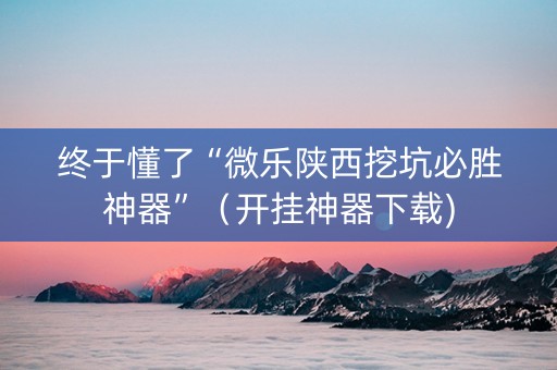 终于懂了“微乐陕西挖坑必胜神器”（开挂神器下载)