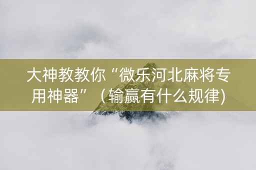大神教教你“微乐河北麻将专用神器”（输赢有什么规律)