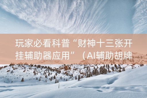 玩家必看科普“财神十三张开挂辅助器应用”（AI辅助胡牌规则)