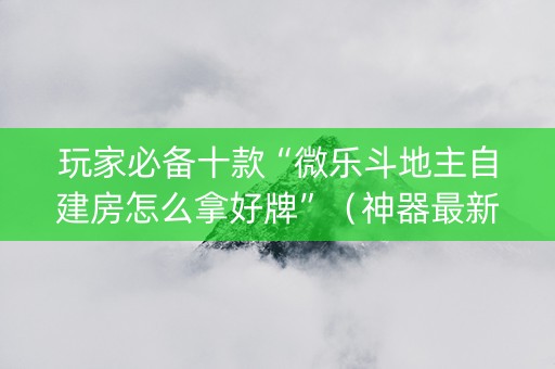 玩家必备十款“微乐斗地主自建房怎么拿好牌”（神器最新免费)