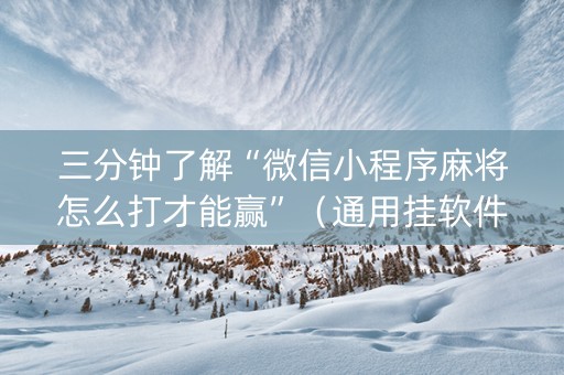 三分钟了解“微信小程序麻将怎么打才能赢”（通用挂软件多少钱)