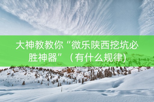 大神教教你“微乐陕西挖坑必胜神器”（有什么规律)