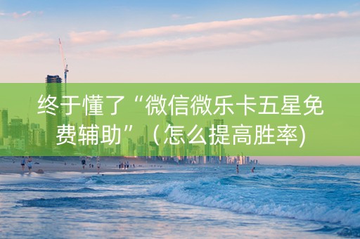 终于懂了“微信微乐卡五星免费辅助”（怎么提高胜率)
