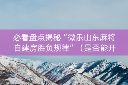 必看盘点揭秘“微乐山东麻将自建房胜负规律”（是否能开挂)