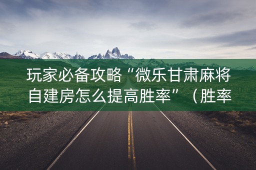 玩家必备攻略“微乐甘肃麻将自建房怎么提高胜率”（胜率到哪调)
