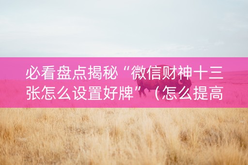 必看盘点揭秘“微信财神十三张怎么设置好牌”（怎么提高胜率)
