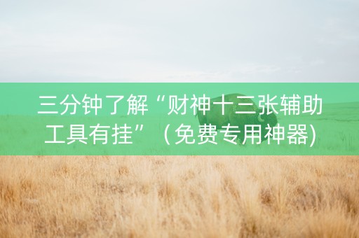 三分钟了解“财神十三张辅助工具有挂”（免费专用神器)