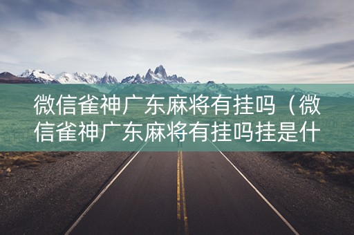 微信雀神广东麻将有挂吗（微信雀神广东麻将有挂吗挂是什么意思）