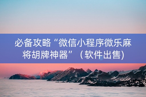 必备攻略“微信小程序微乐麻将胡牌神器”（软件出售)