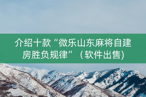 介绍十款“微乐山东麻将自建房胜负规律”（软件出售)