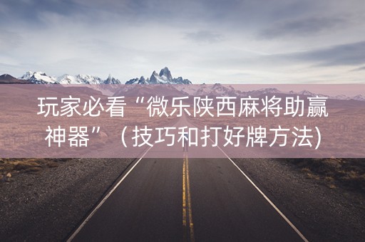 玩家必看“微乐陕西麻将助赢神器”（技巧和打好牌方法)