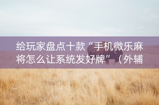 给玩家盘点十款“手机微乐麻将怎么让系统发好牌”（外辅工具)