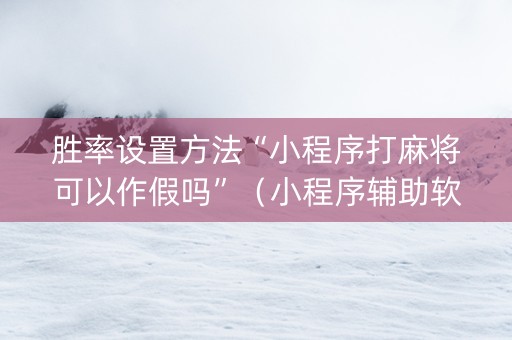 胜率设置方法“小程序打麻将可以作假吗”（小程序辅助软件)