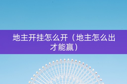 地主开挂怎么开（地主怎么出才能赢）