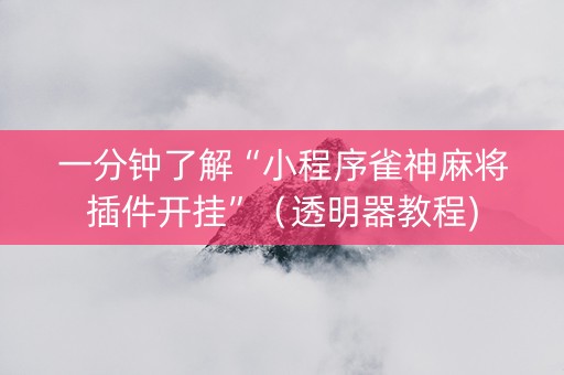 一分钟了解“小程序雀神麻将插件开挂”（透明器教程)
