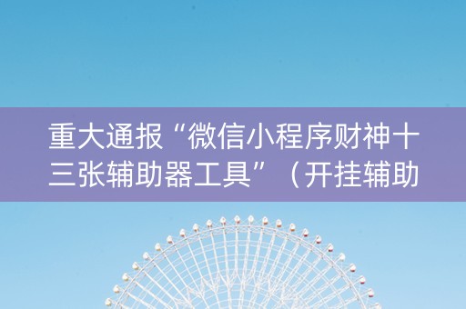 重大通报“微信小程序财神十三张辅助器工具”（开挂辅助器插件)