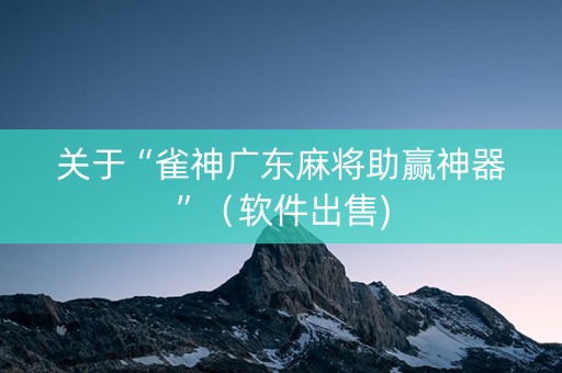关于“雀神广东麻将助赢神器”（软件出售)