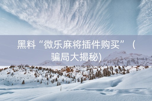黑料“微乐麻将插件购买”（骗局大揭秘)