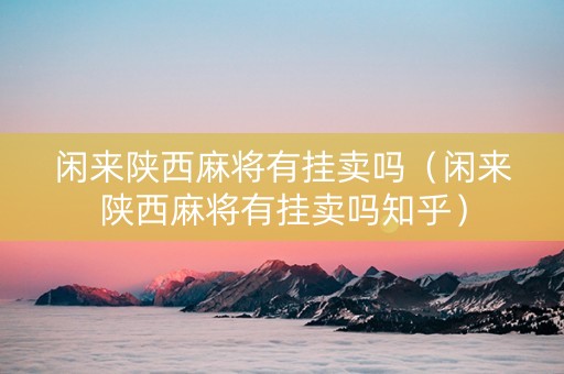 闲来陕西麻将有挂卖吗（闲来陕西麻将有挂卖吗知乎）