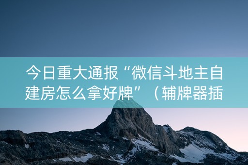 今日重大通报“微信斗地主自建房怎么拿好牌”（辅牌器插件购买)
