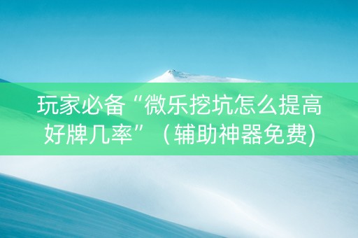 玩家必备“微乐挖坑怎么提高好牌几率”（辅助神器免费)
