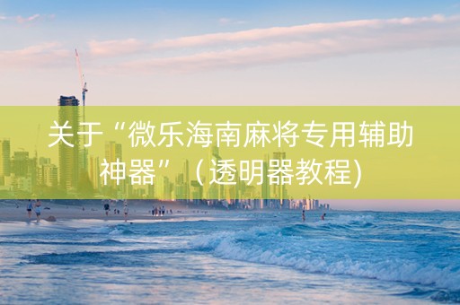 关于“微乐海南麻将专用辅助神器”（透明器教程)