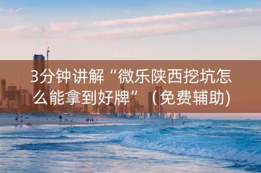 3分钟讲解“微乐陕西挖坑怎么能拿到好牌”（免费辅助)