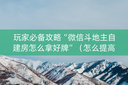 玩家必备攻略“微信斗地主自建房怎么拿好牌”（怎么提高胜率)
