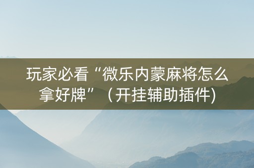 玩家必看“微乐内蒙麻将怎么拿好牌”（开挂辅助插件)