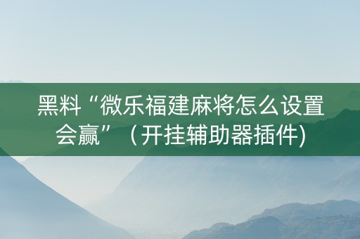 黑料“微乐福建麻将怎么设置会赢”（开挂辅助器插件)