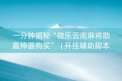 一分钟揭秘“微乐云南麻将助赢神器购买”（开挂辅助脚本)