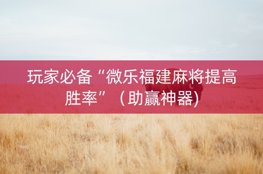 玩家必备“微乐福建麻将提高胜率”（助赢神器)