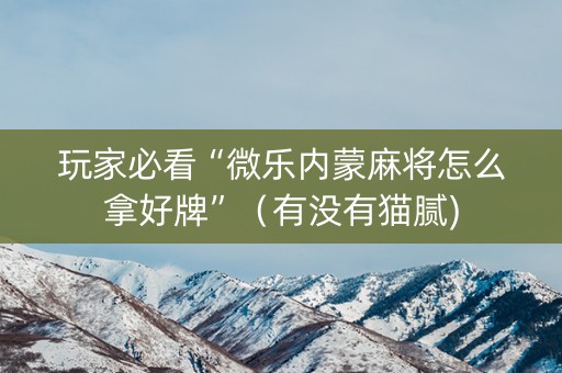 玩家必看“微乐内蒙麻将怎么拿好牌”（有没有猫腻)