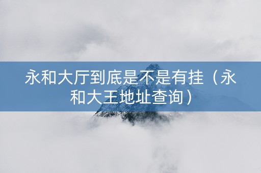 永和大厅到底是不是有挂（永和大王地址查询）