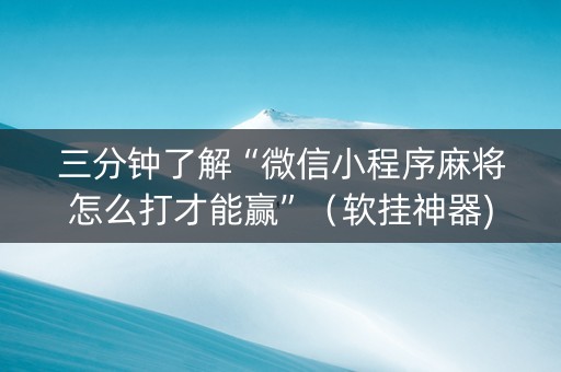 三分钟了解“微信小程序麻将怎么打才能赢”（软挂神器)