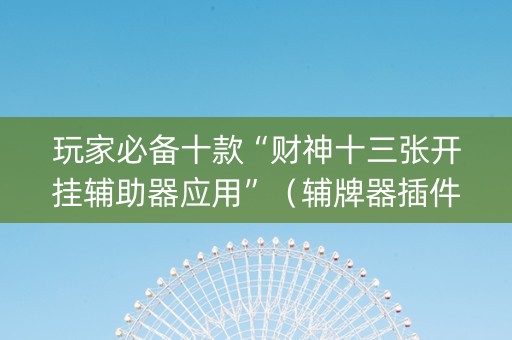 玩家必备十款“财神十三张开挂辅助器应用”（辅牌器插件购买)