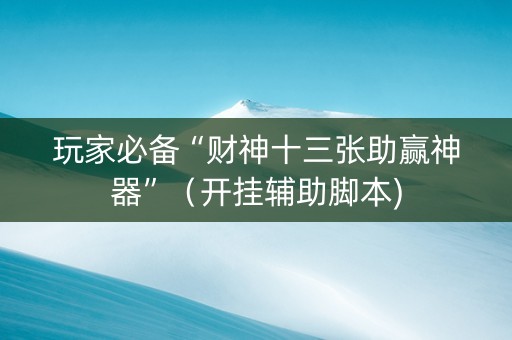 玩家必备“财神十三张助赢神器”（开挂辅助脚本)