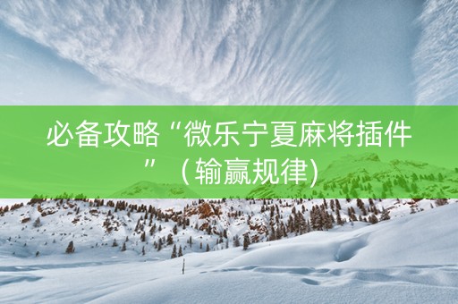 必备攻略“微乐宁夏麻将插件”（输赢规律)