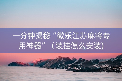 一分钟揭秘“微乐江苏麻将专用神器”（装挂怎么安装)