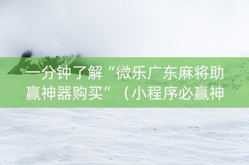 一分钟了解“微乐广东麻将助赢神器购买”（小程序必赢神器)