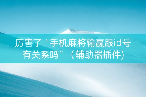 厉害了“手机麻将输赢跟id号有关系吗”（辅助器插件)